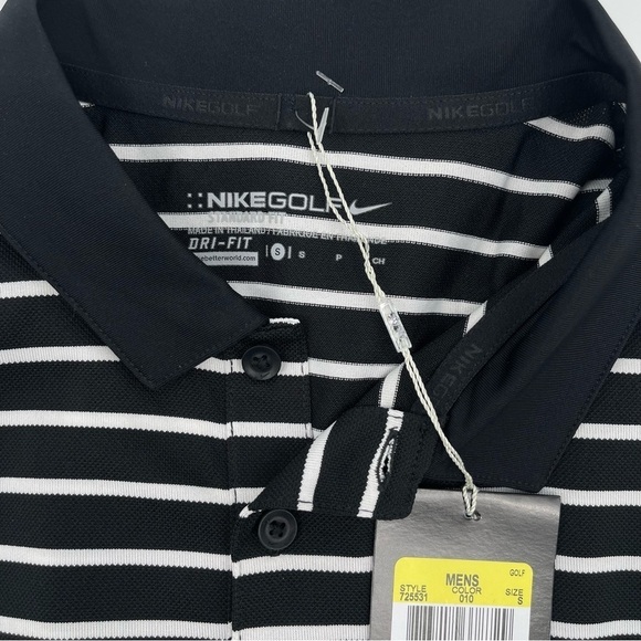 Nike Golf Men’s Size Small Icon Stripe Polo Shirt Black white NWT - Picture 11 of 12